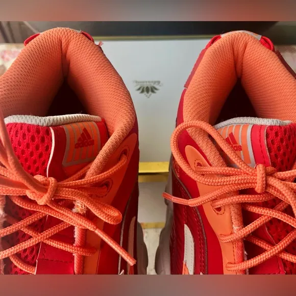 Adidas Real Deal Vivid Red Mid Sneakers #Q32863 Red-Orange-White colors size 9.5