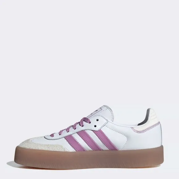 Adidas Sambae Cloud White Purple Leather Sneaker Shoe Size 7‎ NEW WITH TAG