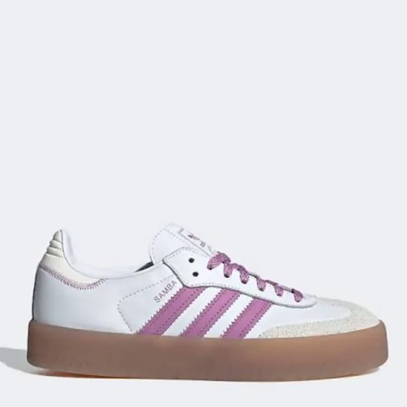 Adidas Sambae Cloud White Purple Leather Sneaker Shoe Size 7‎ NEW WITH TAG