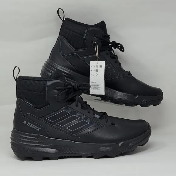 Adidas Terrex Unity Leather Mid Rain.RDY Black Boots GZ3325 Men's Size Multi New