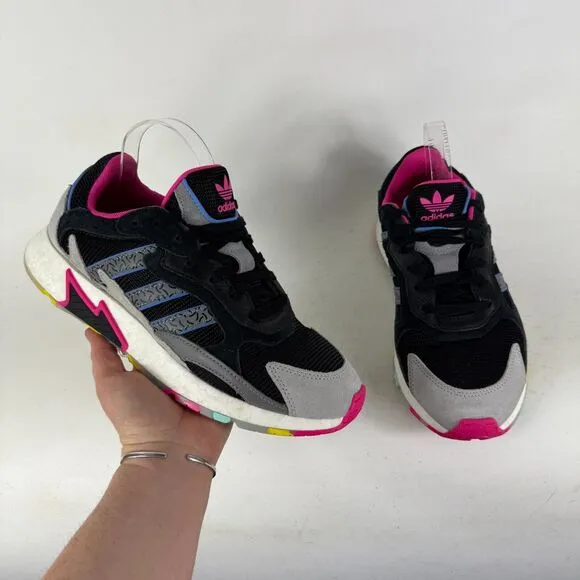 Adidas Tresc Run Sneakers Men 9 Black Pink Low Top Athletic Running Shoes EG5023