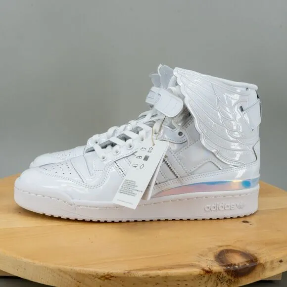 Adidas X Jeremy Scott Forum Hi Wings 4.0 Men's Size 9.5 Shoes White Opal Patent