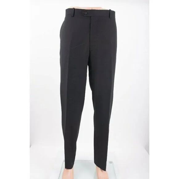 Adolfo Mens Dress Pants Black Size 38W 32L Stretch Slim Fit Tapered Leg NWT