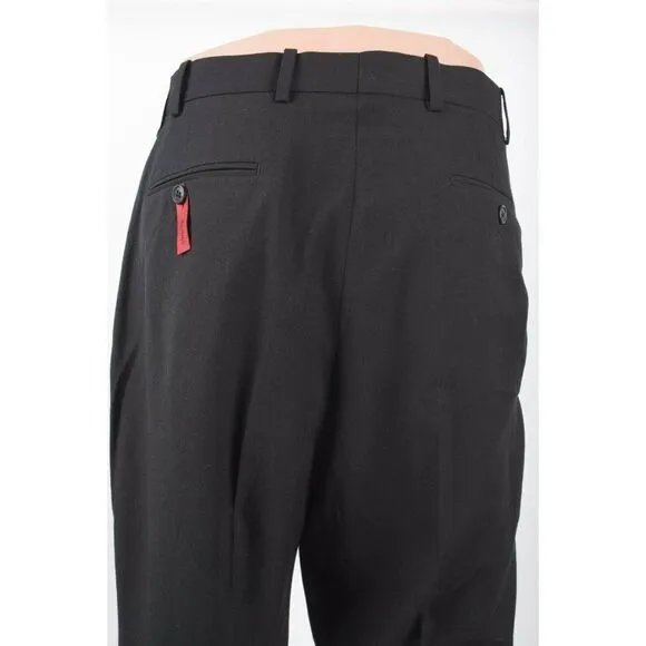 Adolfo Mens Dress Pants Black Size 38W 32L Stretch Slim Fit Tapered Leg NWT