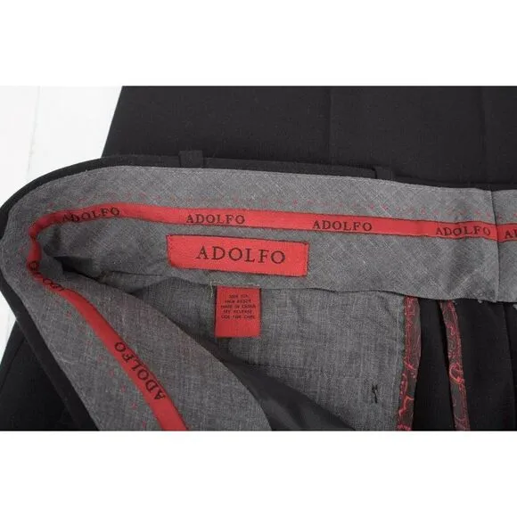 Adolfo Mens Dress Pants Black Size 38W 32L Stretch Slim Fit Tapered Leg NWT