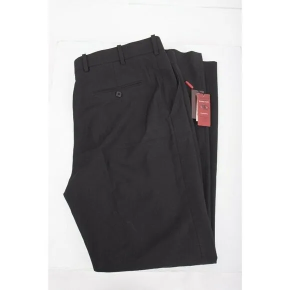 Adolfo Mens Dress Pants Black Size 38W 32L Stretch Slim Fit Tapered Leg NWT