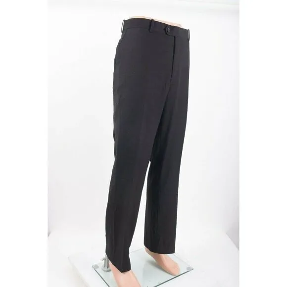 Adolfo Mens Dress Pants Black Size 38W 32L Stretch Slim Fit Tapered Leg NWT