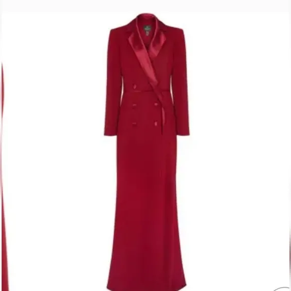 Adrianna Papell Red Crepe Tuxedo Gown