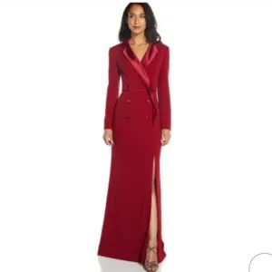 Adrianna Papell Red Crepe Tuxedo Gown
