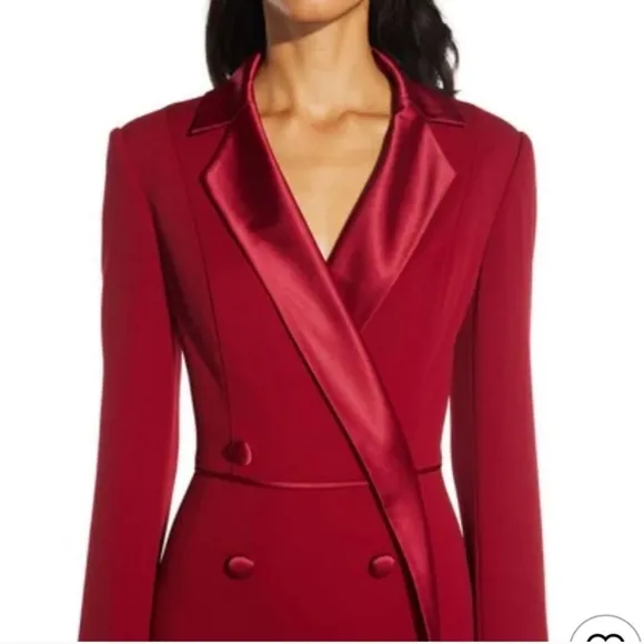 Adrianna Papell Red Crepe Tuxedo Gown
