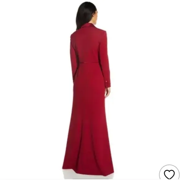 Adrianna Papell Red Crepe Tuxedo Gown