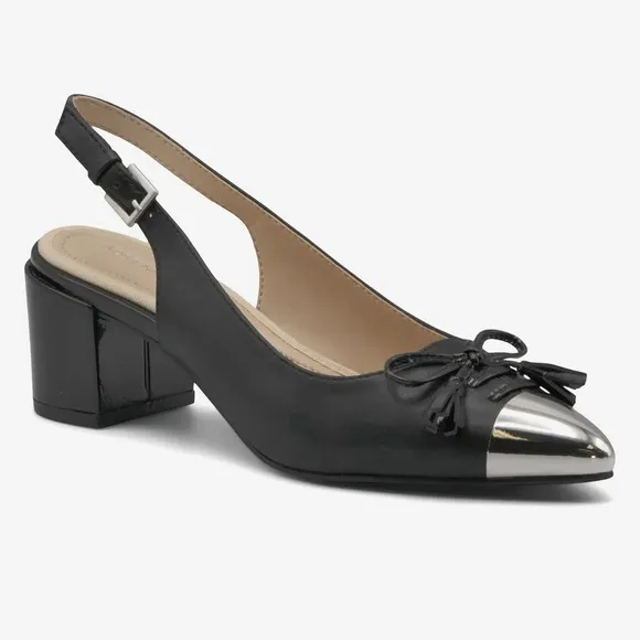Adrienne Vittadini Chrome Toe Slingback Shoes