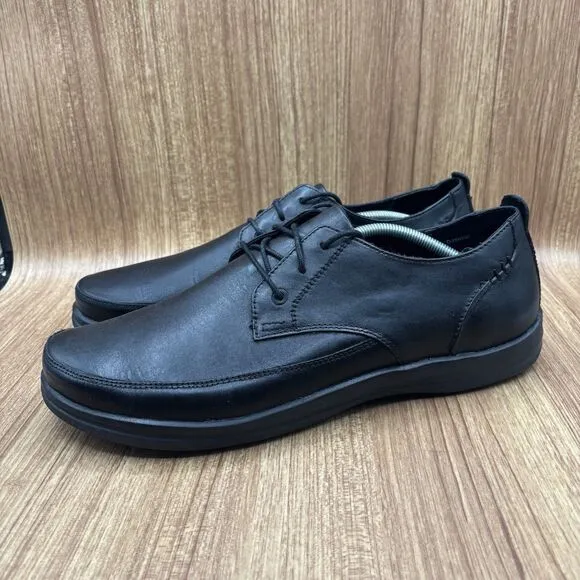 Aetrex Dale Classic Black Leather Men's Size 12 M Lace Up Slip Resistant Shoes