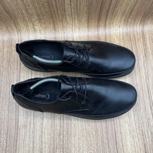 Aetrex Dale Classic Black Leather Men's Size 12 M Lace Up Slip Resistant Shoes