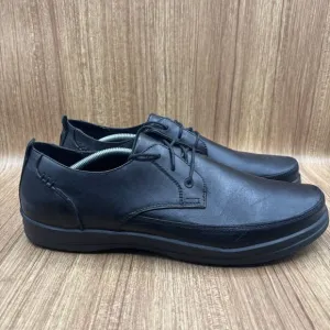 Aetrex Dale Classic Black Leather Men's Size 12 M Lace Up Slip Resistant Shoes