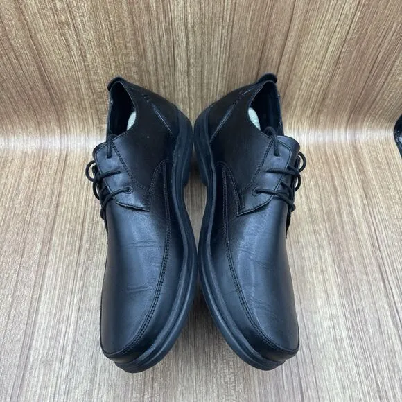 Aetrex Dale Classic Black Leather Men's Size 12 M Lace Up Slip Resistant Shoes