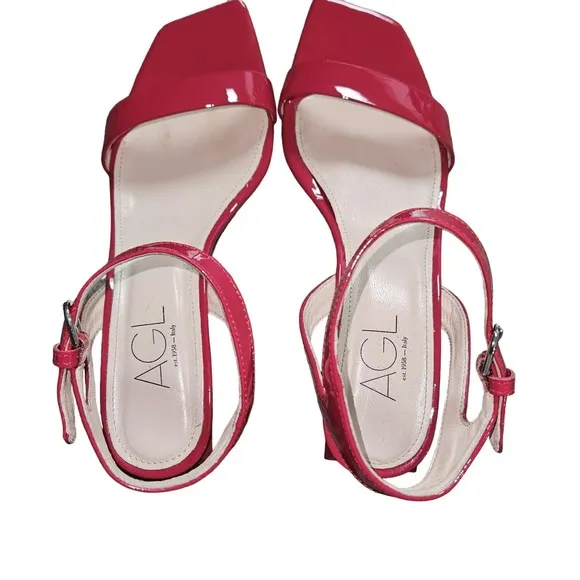 AGL Angie Ankle Strap Red Patent Sandals Size 6.5