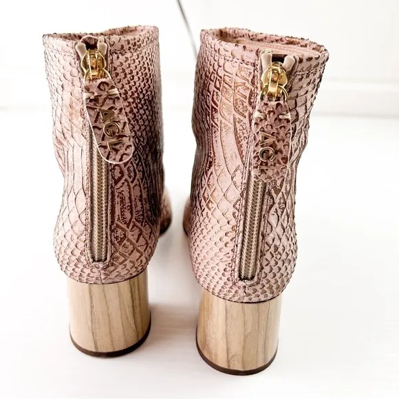 AGL Ankle Boots womens 6/36 Crocodile Texture Boots In Pink Block Heel Zipper