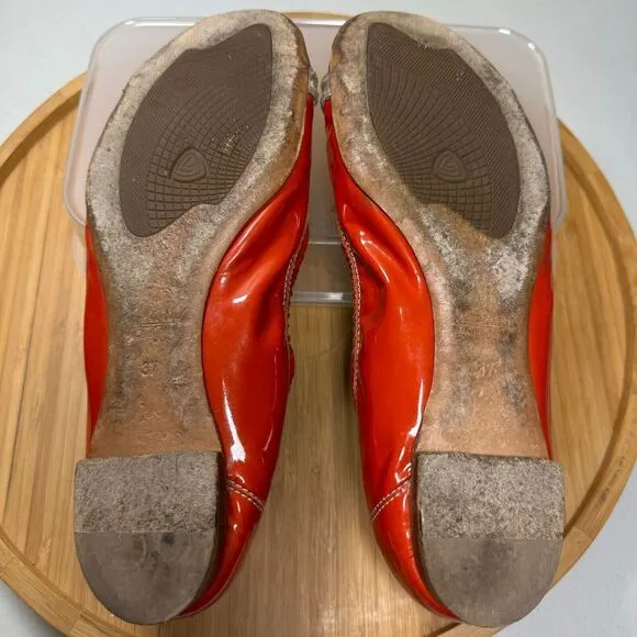 AGL Attilio Giusti Leombruni Ballet Flats 37 Italian Maroon Patent Leather Italy
