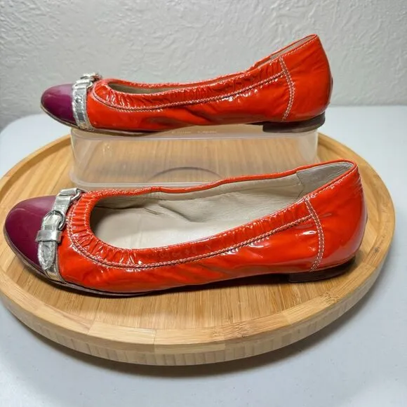 AGL Attilio Giusti Leombruni Ballet Flats 37 Italian Maroon Patent Leather Italy