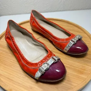 AGL Attilio Giusti Leombruni Ballet Flats 37 Italian Maroon Patent Leather Italy