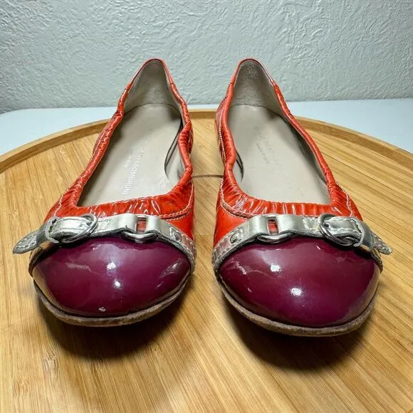 AGL Attilio Giusti Leombruni Ballet Flats 37 Italian Maroon Patent Leather Italy