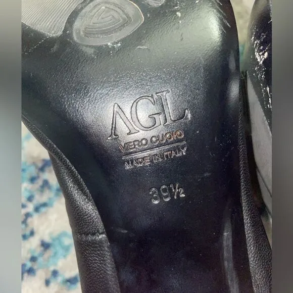 AGL Attilio Giusti Leombruni Black Toe Cap Pumps Heels 39.5 (RUN SMALL)