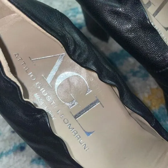 AGL Attilio Giusti Leombruni Black Toe Cap Pumps Heels 39.5 (RUN SMALL)