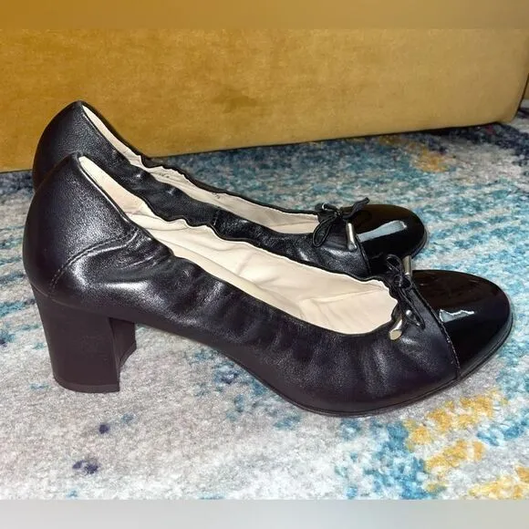 AGL Attilio Giusti Leombruni Black Toe Cap Pumps Heels 39.5 (RUN SMALL)