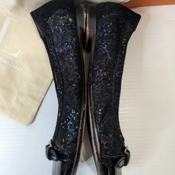 AGL Attilio Giusto Leombruni women's black shimmer ballet shoes flats 37 (US 6)