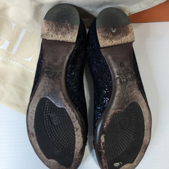 AGL Attilio Giusto Leombruni women's black shimmer ballet shoes flats 37 (US 6)