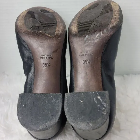 AGL Attilio Giusti Leombruni Women's Shoes 9 Black Leather Patent Cap Toe Pump