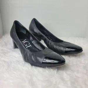 AGL Attilio Giusti Leombruni Women's Shoes 9 Black Leather Patent Cap Toe Pump