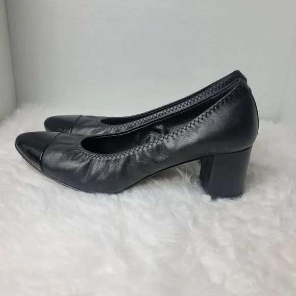 AGL Attilio Giusti Leombruni Women's Shoes 9 Black Leather Patent Cap Toe Pump