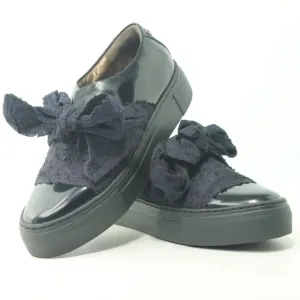 AGL Black Platform Sneaker Patent Leather Blue Bow Women's Size EU 36 or US 6