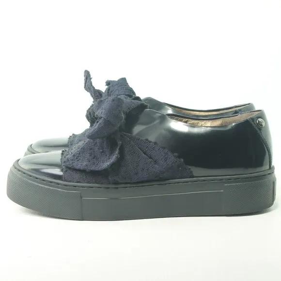 AGL Black Platform Sneaker Patent Leather Blue Bow Women's Size EU 36 or US 6