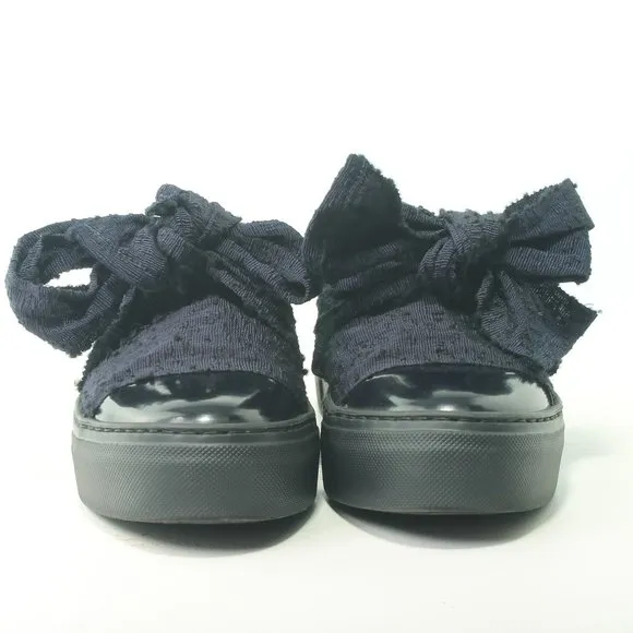 AGL Black Platform Sneaker Patent Leather Blue Bow Women's Size EU 36 or US 6