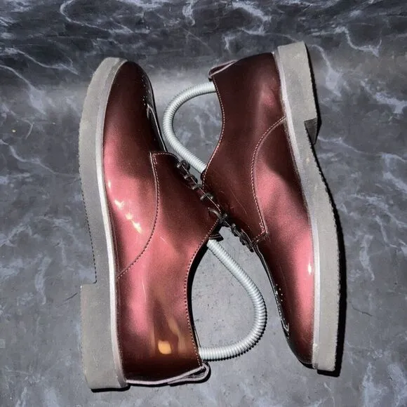 AGL Womens Parker Oxford Burgundy Patent Brogue Lace  Dress Shoe Size 37 US 7
