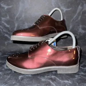 AGL Womens Parker Oxford Burgundy Patent Brogue Lace  Dress Shoe Size 37 US 7