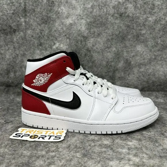 Air Jordan 1 Mid Shoes Mens Size 7.5 Chicago White Red Black 554724-116