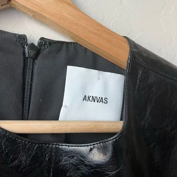 AKNVAS Dress Faux Leather Storm Bustier Black Shift Tank Dress Size 2