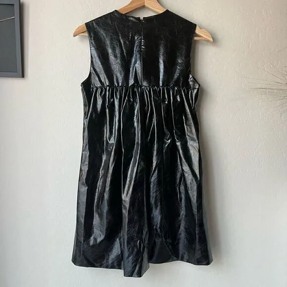 AKNVAS Dress Faux Leather Storm Bustier Black Shift Tank Dress Size 2