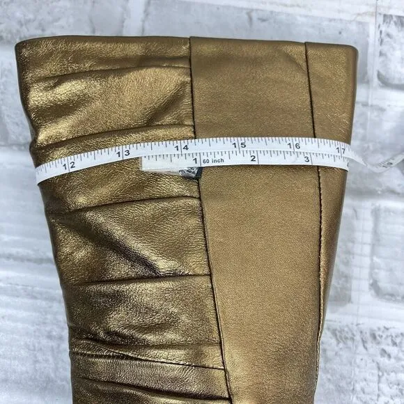 Aldo Vintage Y2K Mid Calf Metallic Gold Pointed Toe Women's Size 39 Heel Boots