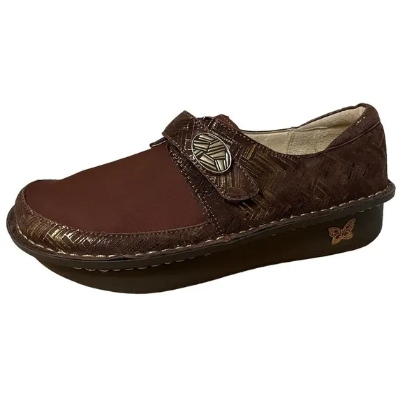 Alegria by PG Lite Brown Gold DEN-589W Leather Dena Clogs Size EUR 38 - US 8/8.5