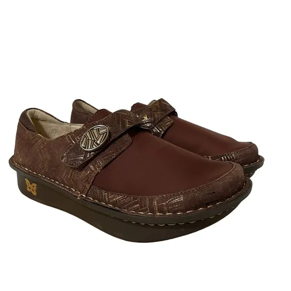 Alegria by PG Lite Brown Gold DEN-589W Leather Dena Clogs Size EUR 38 - US 8/8.5