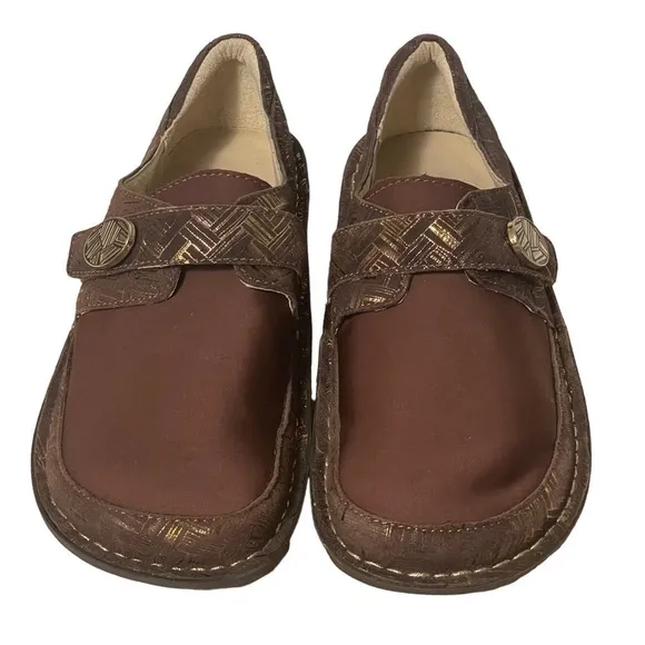 Alegria by PG Lite Brown Gold DEN-589W Leather Dena Clogs Size EUR 38 - US 8/8.5