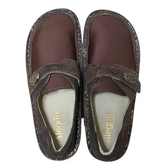 Alegria by PG Lite Brown Gold DEN-589W Leather Dena Clogs Size EUR 38 - US 8/8.5
