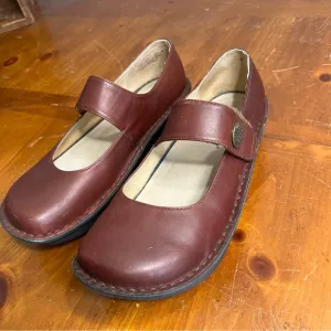 Alegria cordovan red brown Leather Mary Jane Shoes size 39