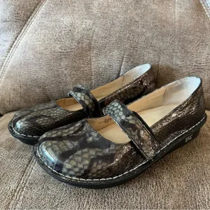 Alegria Feliz Snakeskin Patent Leather Mary Jane Shoes
