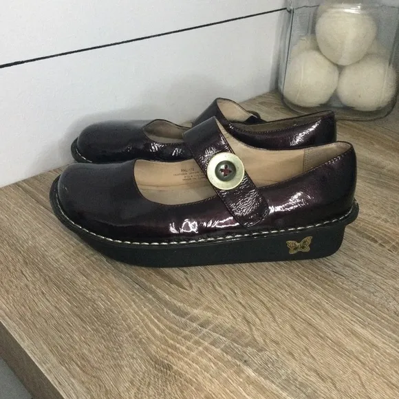Alegria Paloma Mary Jane Pal-112 Shoes Womens Size 38/7.5 Maroon patent leather
